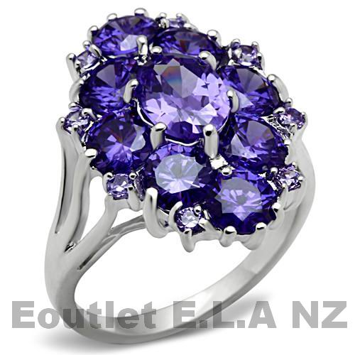 5.09ct CRT TANZANITE SOLID SILVER RING-size 6